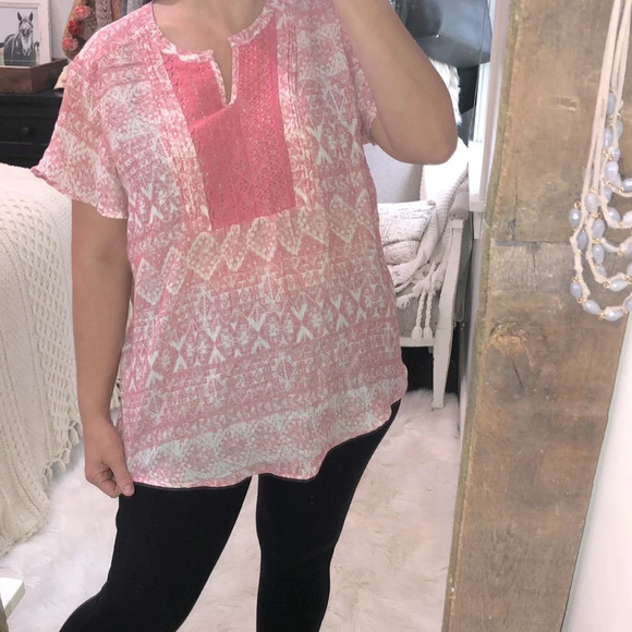 Como Vintage size XLarge pink boho top - Picture 2 of 6